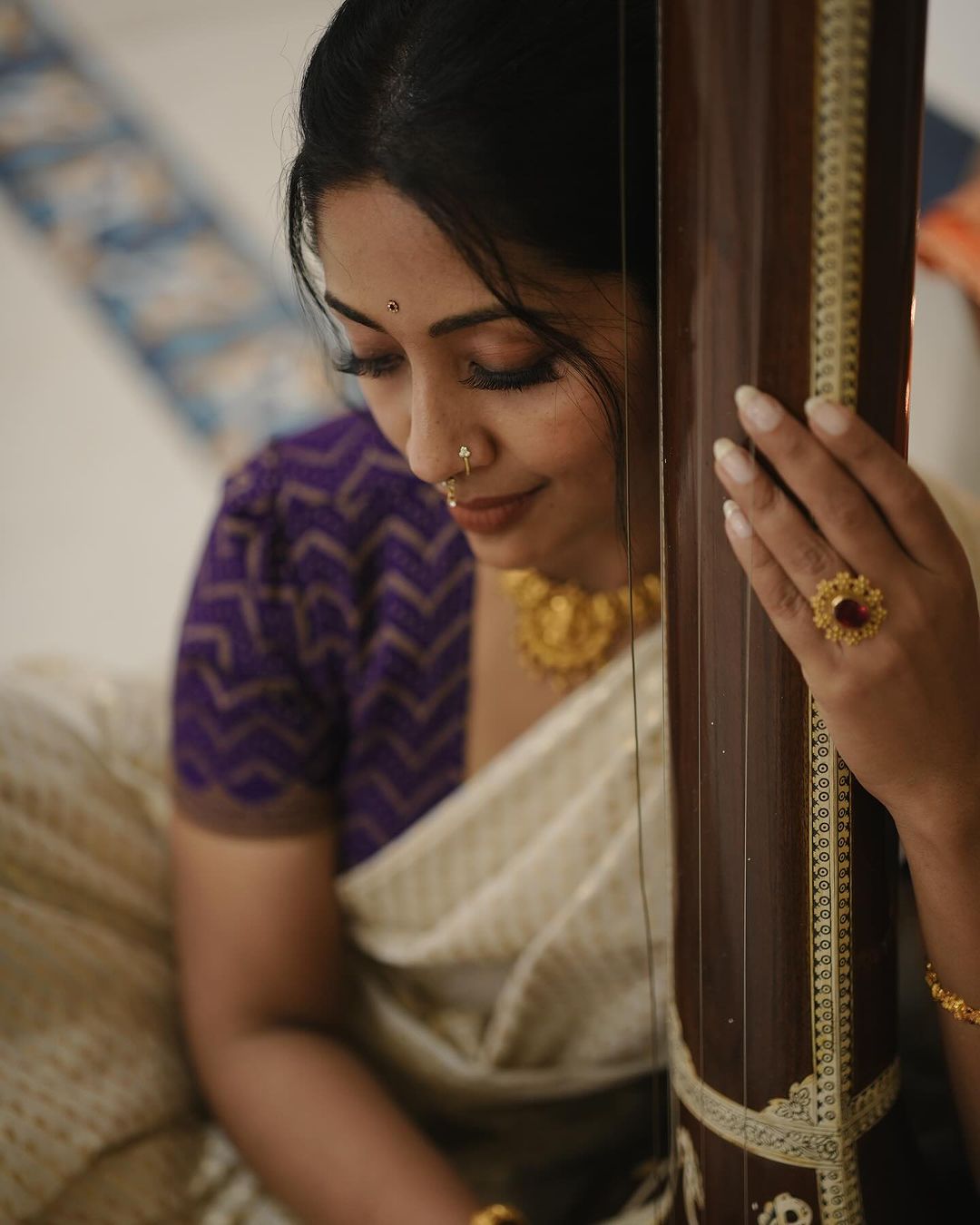 Malayalam Actress Navya Nair Stills in White Saree